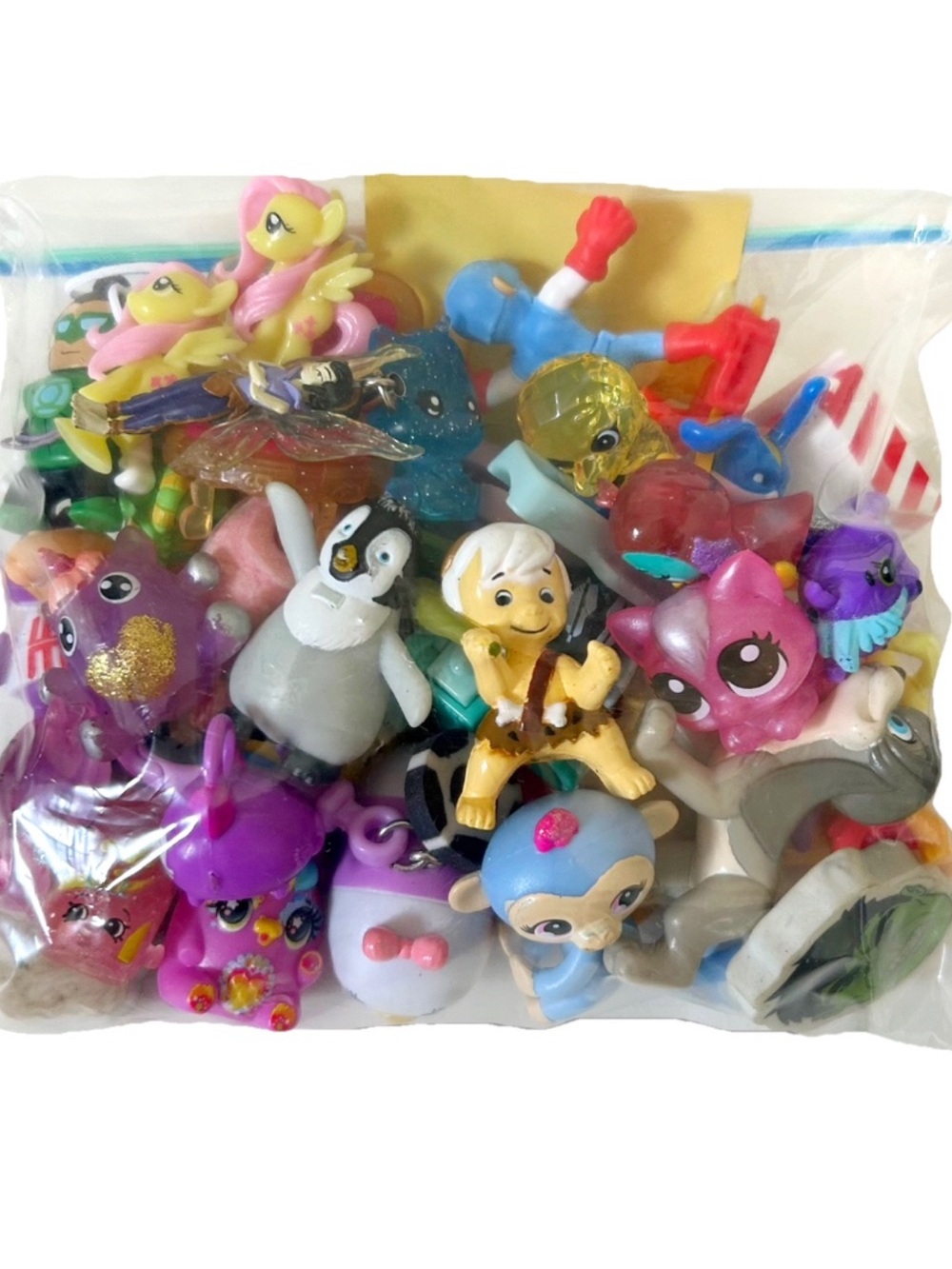 Mixed Lot Bag of Miniature Mini Toys Hatchimals MLP Disney Shopkins Flinstones